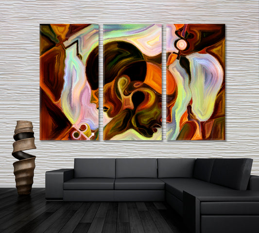Internal Reality And Unity Of Life Abstract Design Surreal Fantasy Large Art Print Décor Artesty 3 panels 36" x 24"