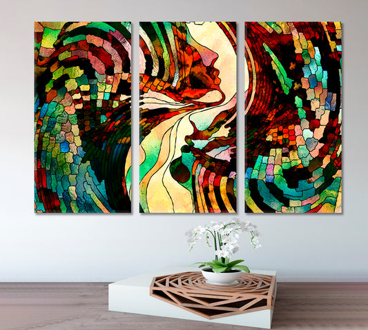 COLORS VARIETY Stained Glass Patterns Consciousness Art Artesty 3 panels 36" x 24"