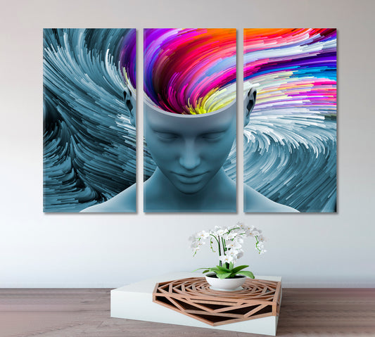IMAGINATION AND DREAMS Swirls Color Motion Consciousness Art Artesty 3 panels 36" x 24"