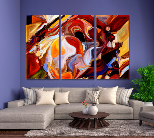 Profiles And Colorful Patterns Abstract Art Print Artesty 3 panels 36" x 24"