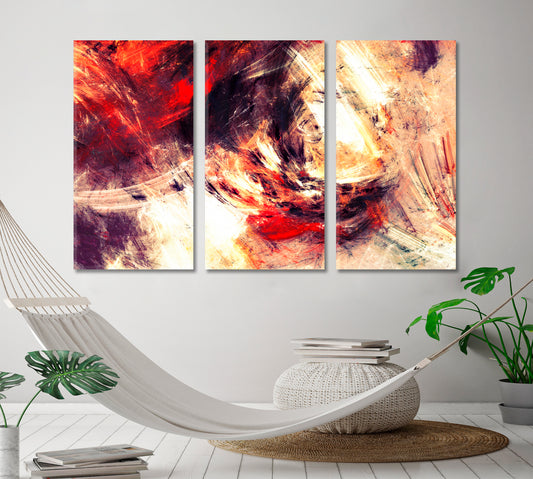Bright Artistic Splashes Abstract Color Modern Futuristic Dynamic Fractal Artwork Abstract Art Print Artesty 3 panels 36" x 24"
