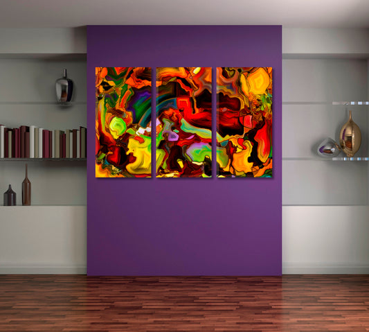 Colorful Spirituality Abstract Art Print Artesty 3 panels 36" x 24"