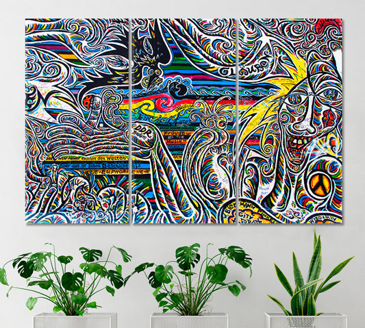 Abstract Expressionism Graffiti Street Art Berlin Wall Germany Canvas Print Abstract Art Print Artesty 3 panels 36" x 24"