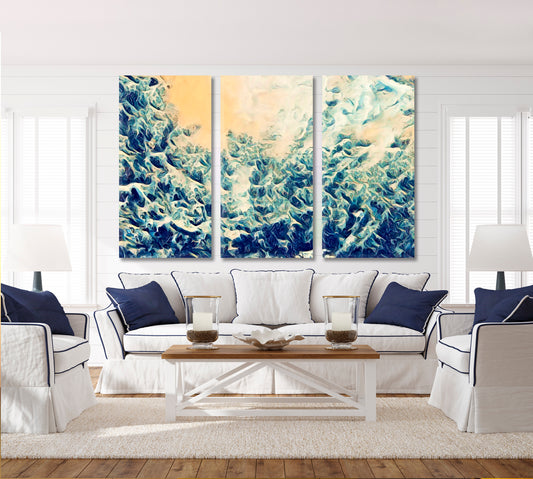 Story Behind Hokusai’s The Great Wave off Kanagawa Asian Style Canvas Print Wall Art Artesty 3 panels 36" x 24"