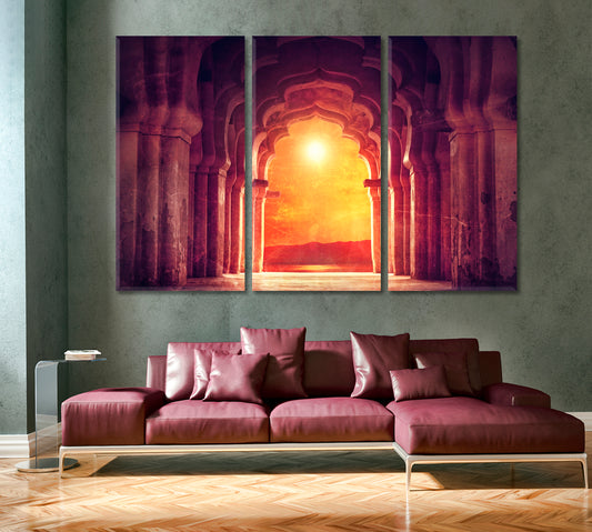 Old Ruined Arch Ancient Temple Sunset Canvas Print Photo Art Artesty 3 panels 36" x 24"