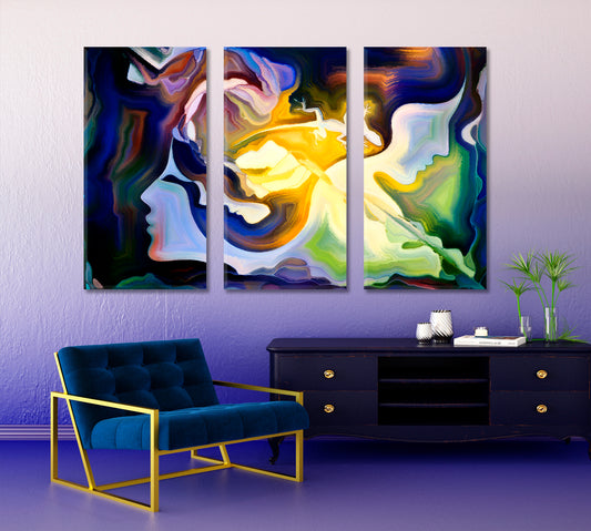 People And Nature Consciousness Art Artesty 3 panels 36" x 24"