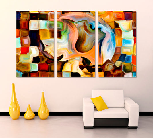 MIND COLORS Consciousness Abstract Art Print Artesty 3 panels 36" x 24"