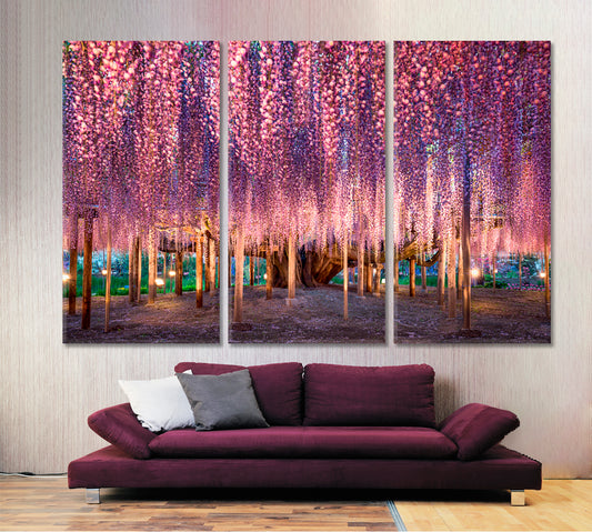 MAGICAL SPRING Japanese Wisteria Flower Ashikaga Park Japan Floral & Botanical Split Art Artesty 3 panels 36" x 24"