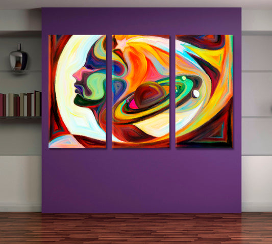Cosmic Consciousness In Colors And Shapes Celestial Home Canvas Décor Artesty 3 panels 36" x 24"