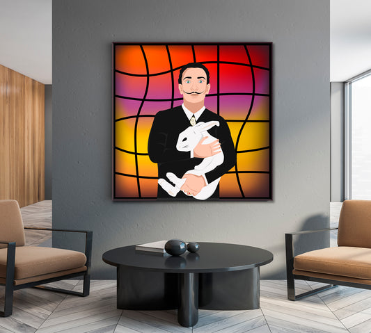 Abstract Portrait Of Salvador Dali With Rabbit Contemporary Art Artesty