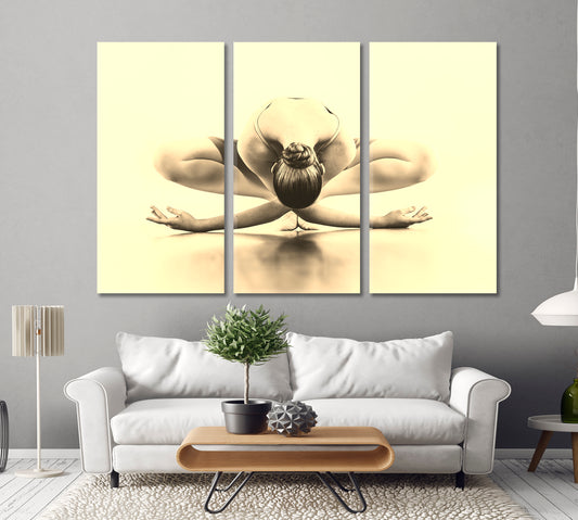BALLET Beautiful Ballerina Black White Photography Vintage Style Sepia Pop Culture Canvas Print Artesty 3 panels 36" x 24"