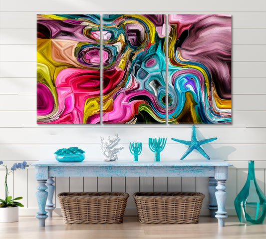 Abstract Modern Art Contemporary Art Artesty 3 panels 36" x 24"