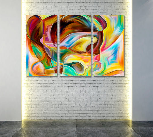 Modern Design of Human Emotions In Colors And Shapes Abstract Art Print Artesty 3 panels 36" x 24"
