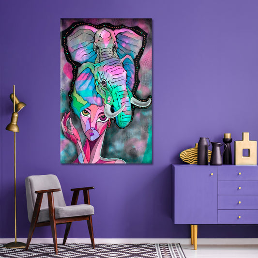 PSYCHEDELIC TRIPPY ART Vivid Face Emotion Abstract Cubism Cubist Trendy Large Art Print Artesty