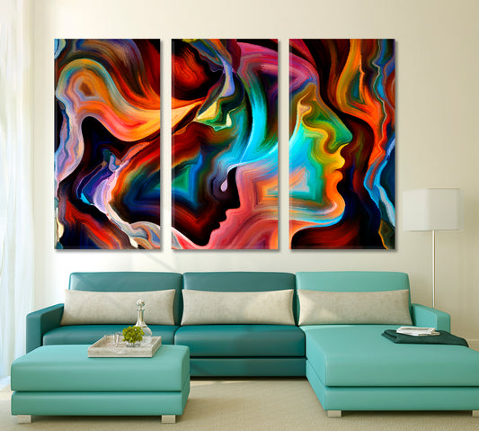 Futurism Expressionism Human and Nature Consciousness Art Artesty 3 panels 36" x 24"