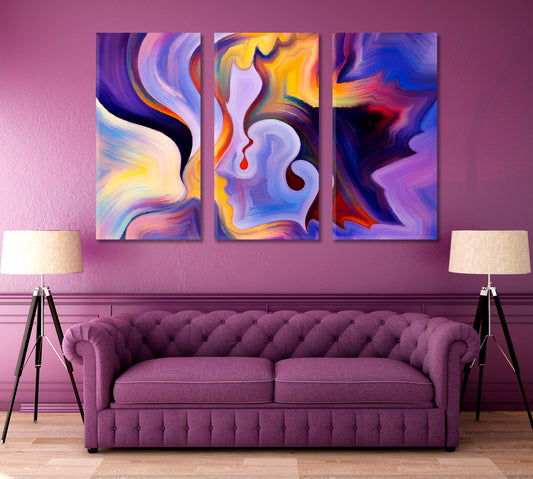 Human and Colorful Nature Abstract Art Print Artesty 3 panels 36" x 24"
