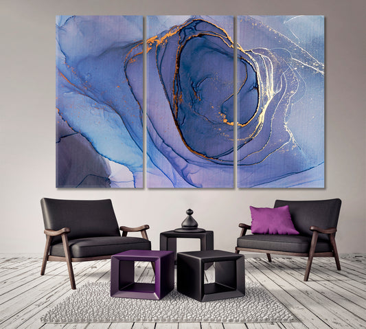 Fluid Modern Marble Alcohol Ink Colors Translucent Fluid Art, Oriental Marbling Canvas Print Artesty 3 panels 36" x 24"