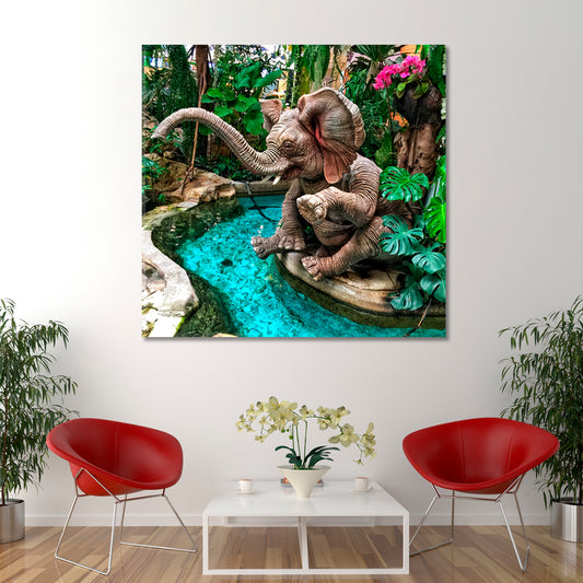 Elephant Exotic Palm Trees Religious Modern Art Artesty