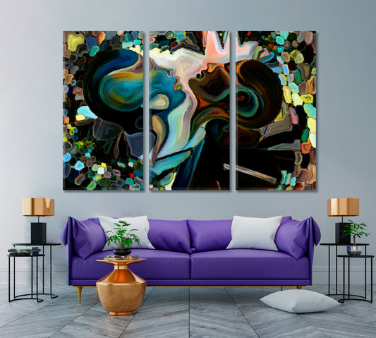 Little World of Love Consciousness Art Artesty 3 panels 36" x 24"