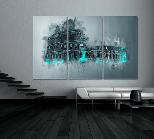 Colosseum Rome Italy Famous Landmarks Artwork Print Artesty 3 panels 36" x 24"