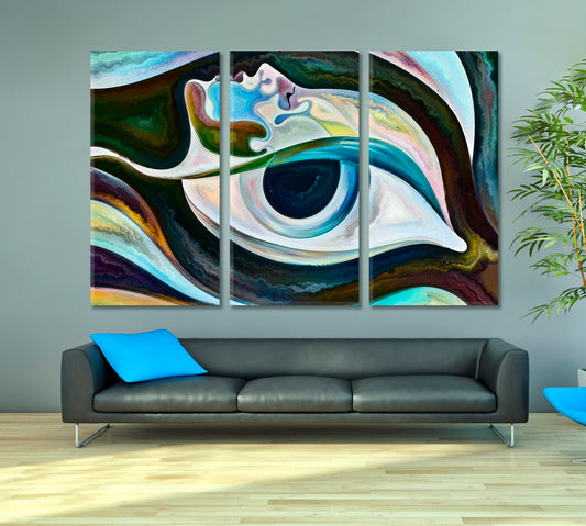 EVIL EYE Vibrant Patterns Contemporary Art Consciousness Art Artesty 3 panels 36" x 24"