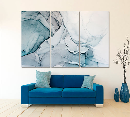 Abstract Marble Modern Contemporary Art Fluid Art, Oriental Marbling Canvas Print Artesty 3 panels 36" x 24"