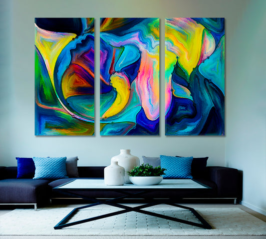 Angels Choice, Vivid Graceful Lines and Shapes Abstract Art Print Artesty 3 panels 36" x 24"