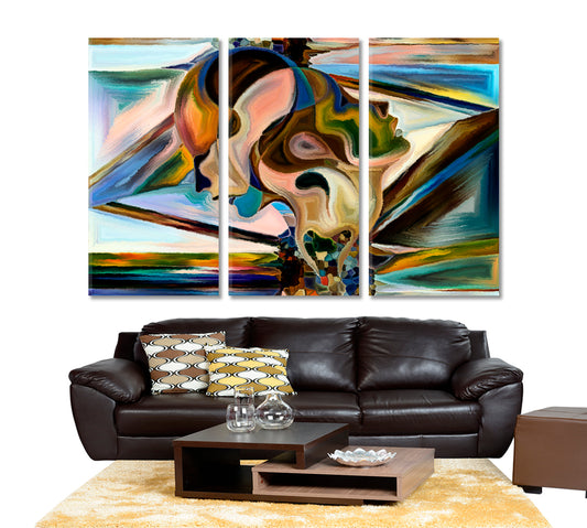 Forms Merging Consciousness Art Artesty 3 panels 36" x 24"