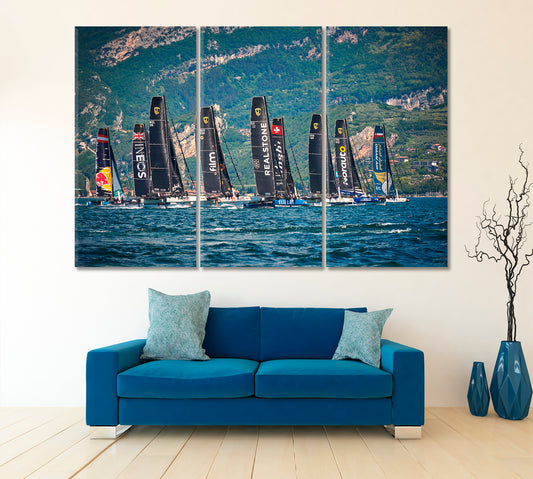 Speed Races Sailing Poster Transportation Canvas Art Artesty 3 panels 36" x 24"