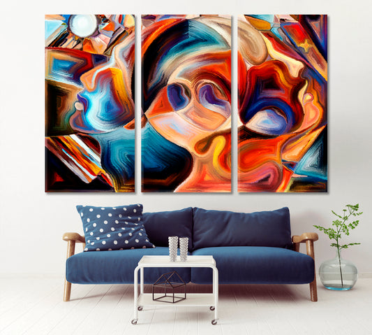 Lovers And Universe Abstract Art Print Artesty 3 panels 36" x 24"