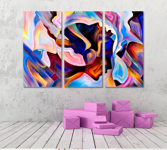 Human And Forms Composition Consciousness Art Artesty 3 panels 36" x 24"