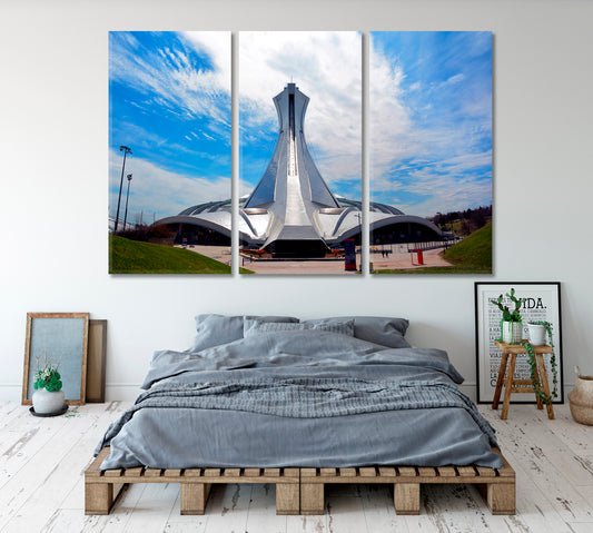 Montreal Olympic Stadium and Tower Famous Landmarks Artwork Print Artesty 3 panels 36" x 24"