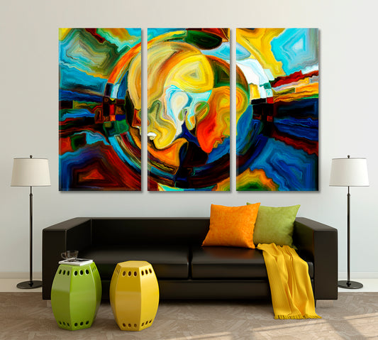 INNER AWARENESS World Inside Us Consciousness Art Artesty 3 panels 36" x 24"