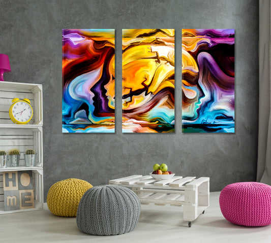 Forces of Nature Abstract Design Consciousness Art Artesty 3 panels 36" x 24"