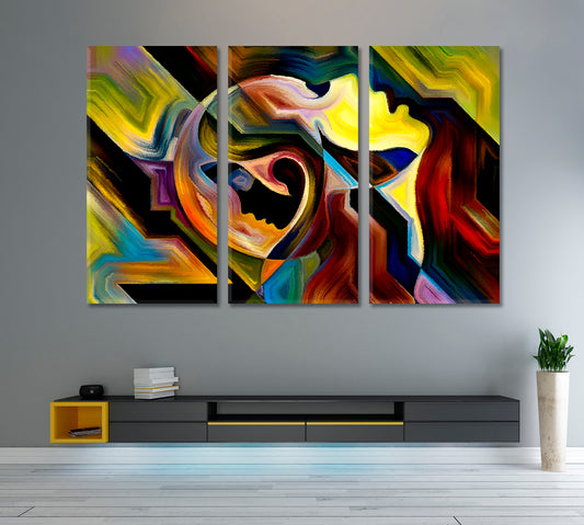 People And Fortune in Colors Contemporary Art Artesty 3 panels 36" x 24"