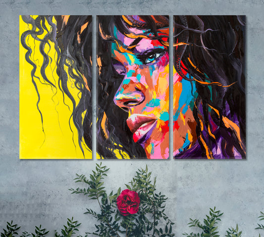 COLORS OF EMOTIONS Bright Expression Beautiful Woman People Portrait Wall Hangings Artesty 3 panels 36" x 24"