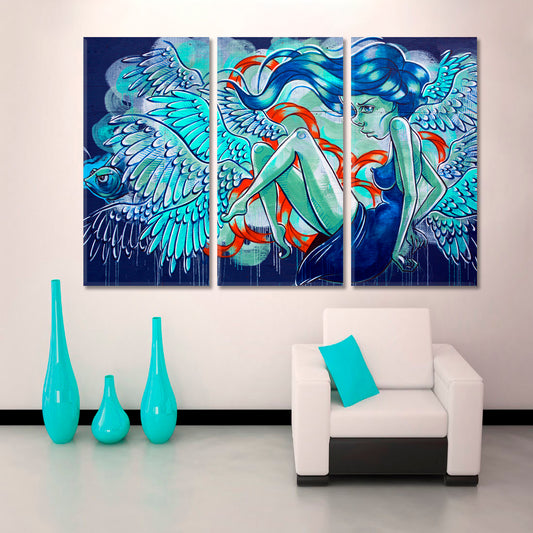 WOMAN | Creative Street Art Contemporary Abstract Art Urban Graffiti Canvas Print Street Art Canvas Print Artesty 3 panels 36" x 24"