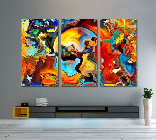 Consciousness Abstract Design Contemporary Art Artesty 3 panels 36" x 24"