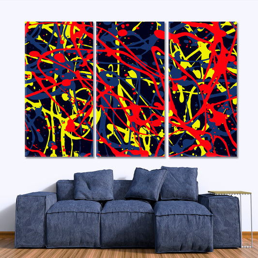 Abstract Expressionism Style of Drip Painting Abstract Art Print Artesty 3 panels 36" x 24"