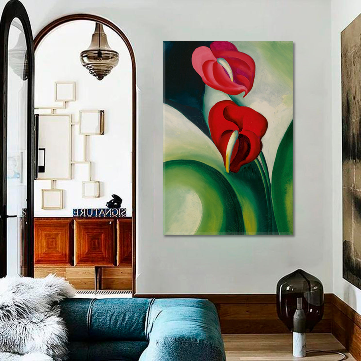 FLAMINGO FLOWER Anthurium Enlarged Flowers Nature Abstract Forms - Vertical Fine Art Artesty