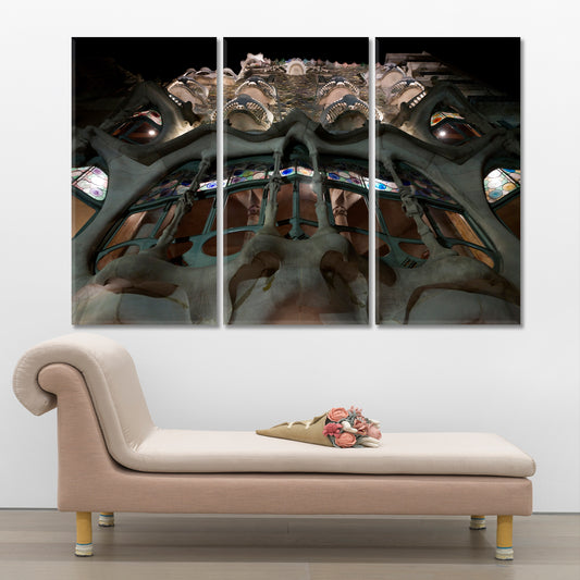BARCELONA SPAIN Casa Batllo Facade Famous Antoni Gaudi Building Famous Landmarks Artwork Print Artesty 3 panels 36" x 24"