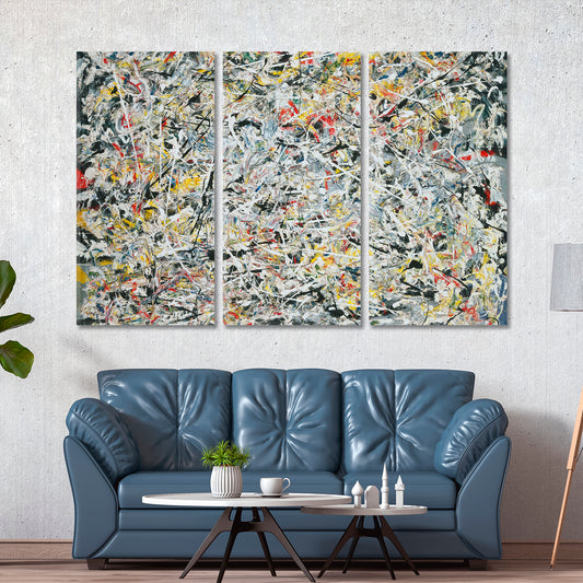 Splatter Abstract Painting Jackson Pollock Style Abstract Art Print Artesty 3 panels 36" x 24"