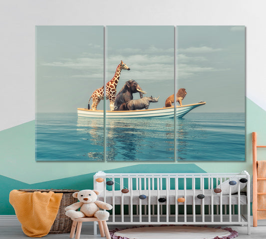 WILD ANIMALS Poster Animals Canvas Print Artesty 3 panels 36" x 24"