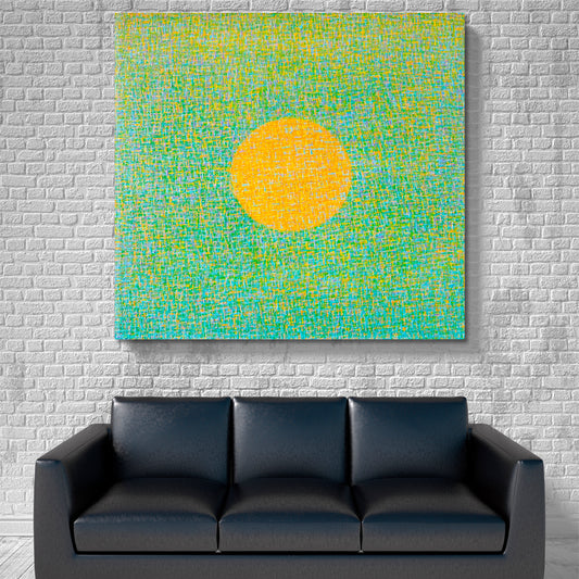 Beach Life High Noon Abstract Rich Green Yellow Colors Minimalist Canvas Pritn Home Décor Artesty
