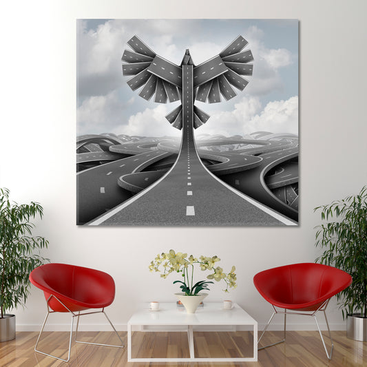 ROAD FREEDOM Business Life Motivation Concept Success Symbol Office Wall Art Canvas Print Artesty
