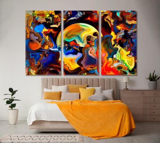 Colors Mind Shapes Abstract Art Print Artesty 3 panels 36" x 24"