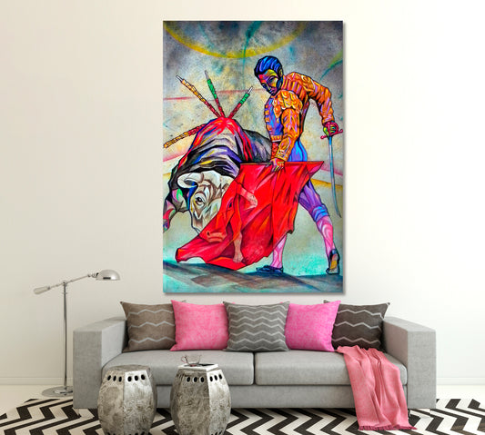 BULLFIGHTER Abstract Contemporary Cubism Style Abstract Art Print Artesty