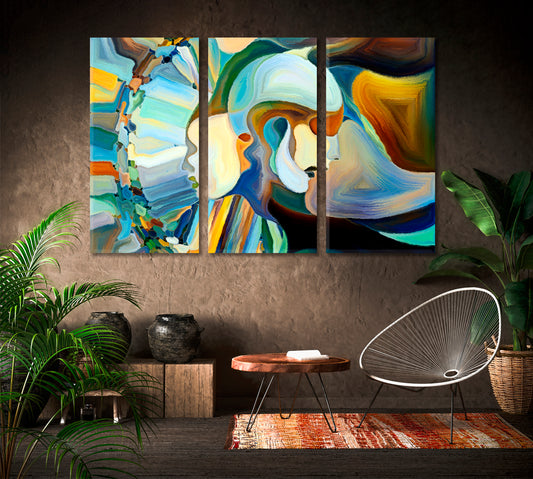 Life Inside Colorful Palette Consciousness Art Artesty 3 panels 36" x 24"