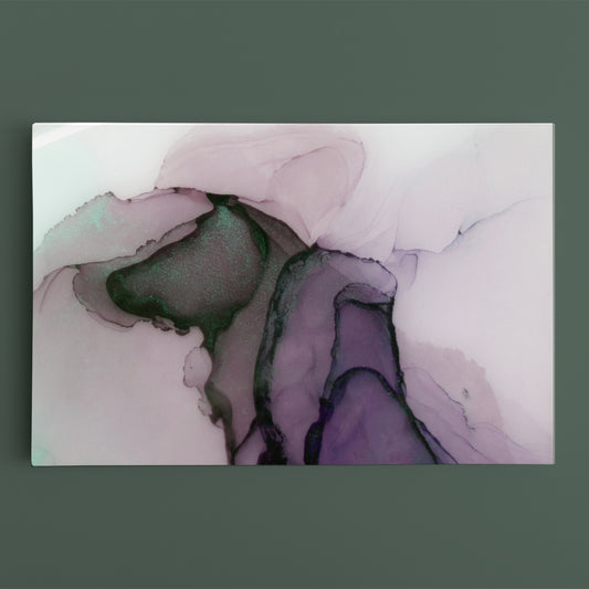 Beautiful Pastels Abstract alcohol ink Purple Green Fluid Art, Oriental Marbling Canvas Print Artesty