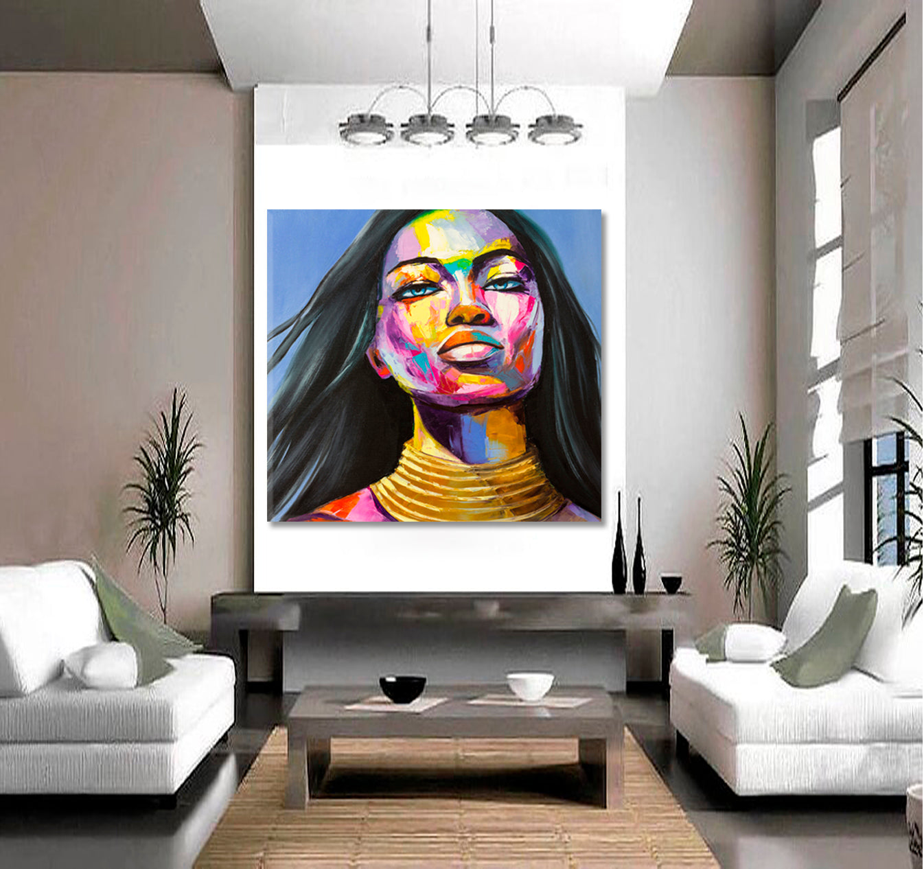 COLORS OF THE MOOD Beautiful Woman - Square Panel People Portrait Wall Hangings Artesty